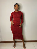 Karis Bodycon Midi Dress-Wine - Impoze Style™