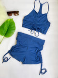 Double Dose Ruched Shorts Set-Blue Haze - Impoze Style™