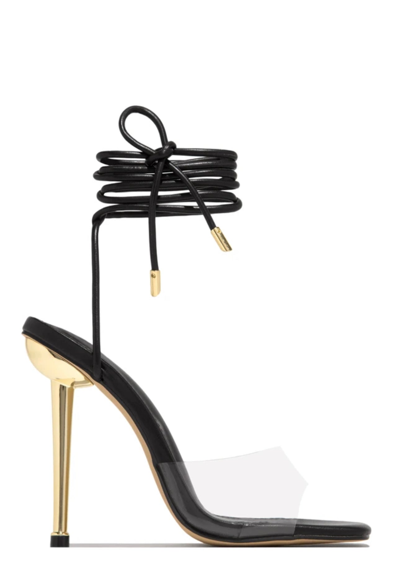 Brenda Clear Strappy Heels-Black - Impoze Style™