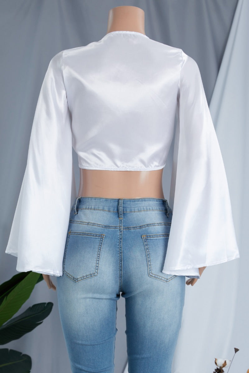 Living Free Bow Front Crop Top-White - Impoze Style™