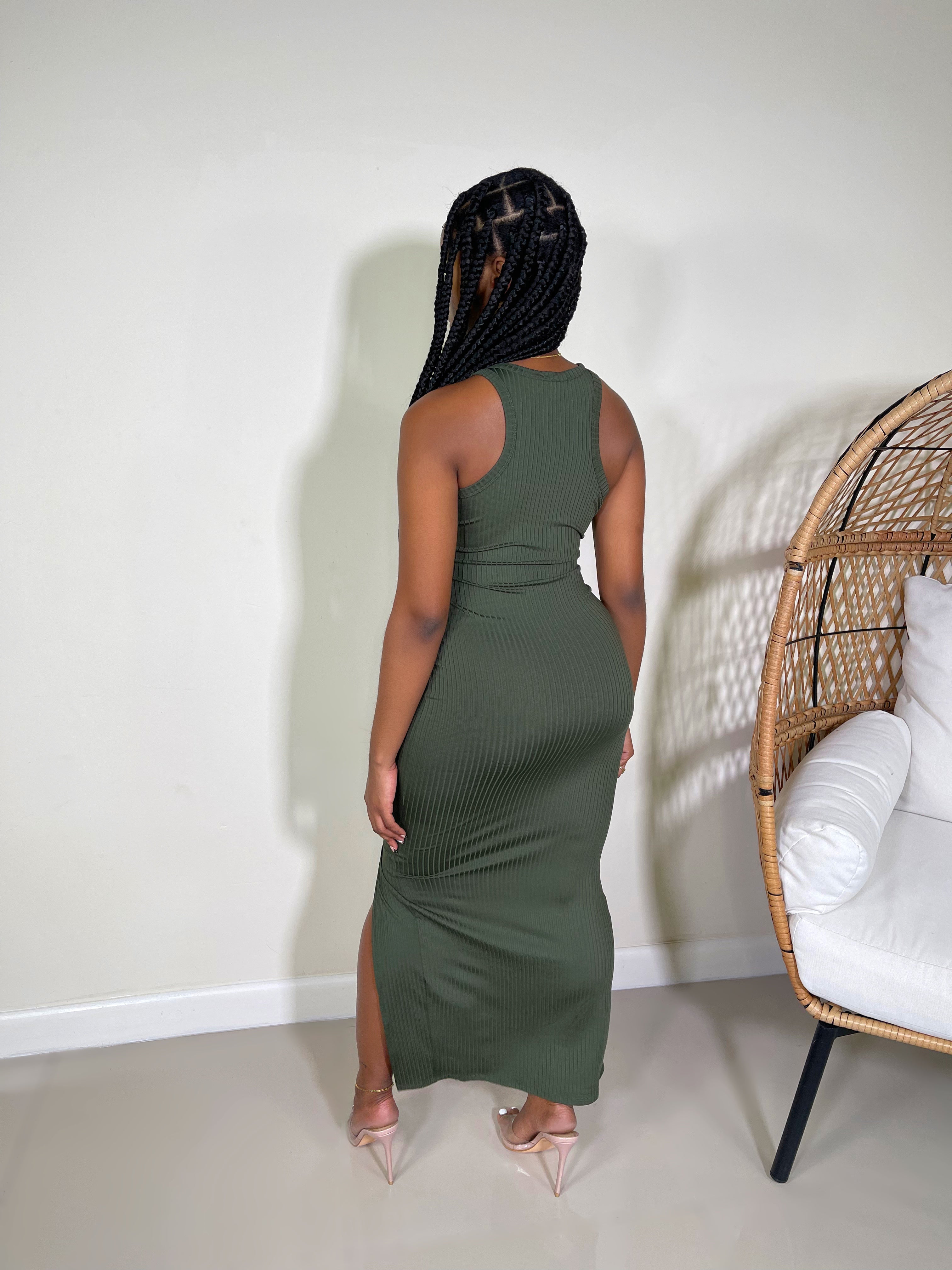 Rylee Slit Maxi Dress-Olive - Impoze Style™