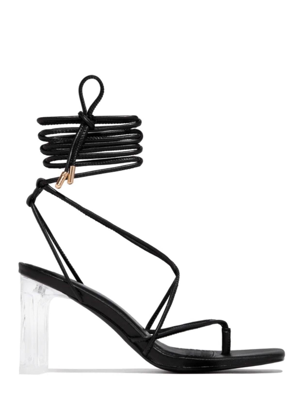 Milan Strappy Clear Heels-Black - Impoze Style™