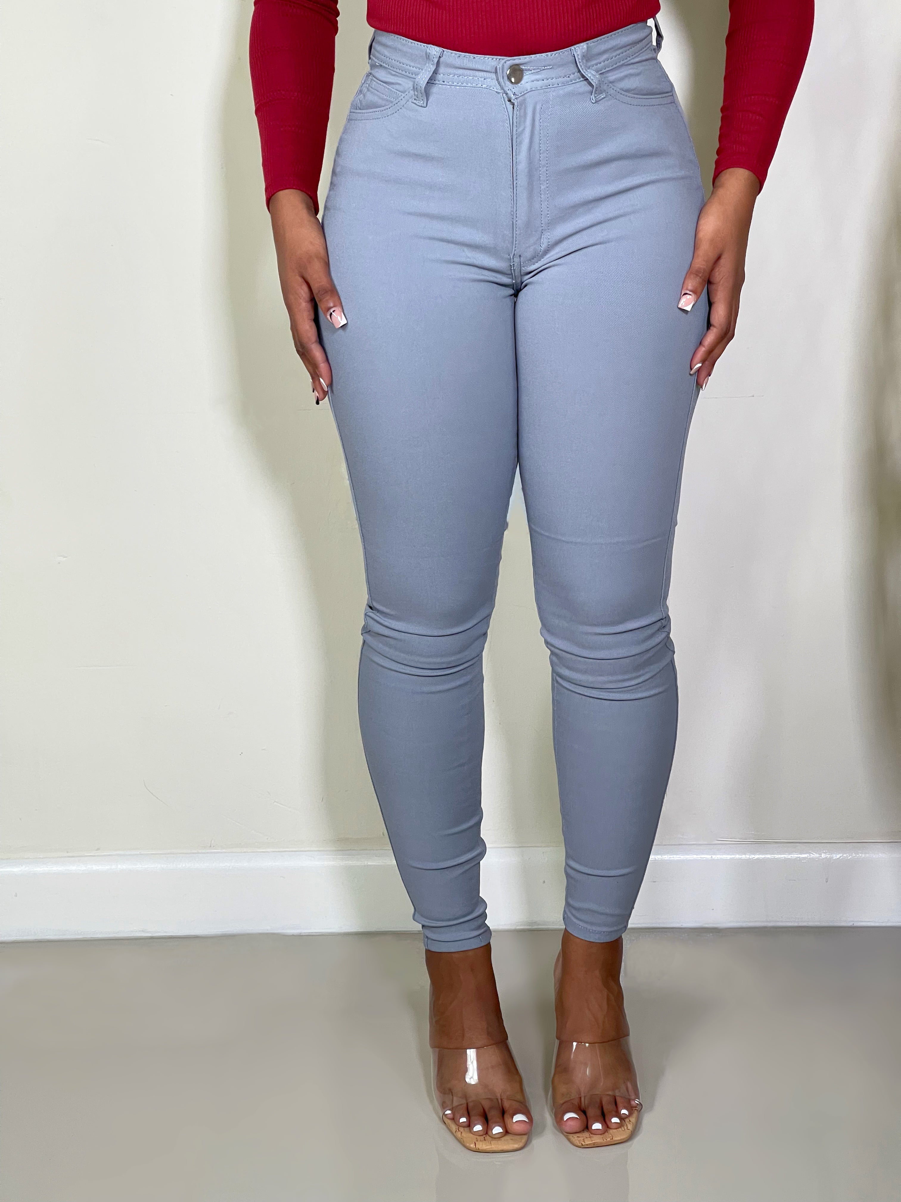 Classic Girl High Rise Skinny Jeans-Light Grey - Impoze Style™