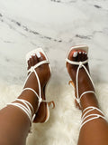 Chelsey Knot Strappy Heels-White - Impoze Style™