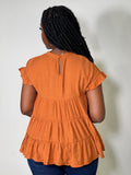 Sia Ruffle Sleeve Tiered Tunic Top-Camel - Impoze Style™