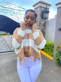 Darla Distressed Sweater Top-Mocha/Ivory - Impoze Style™