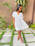Carissa Gauze V-Neck dress-Ivory - Impoze Style™