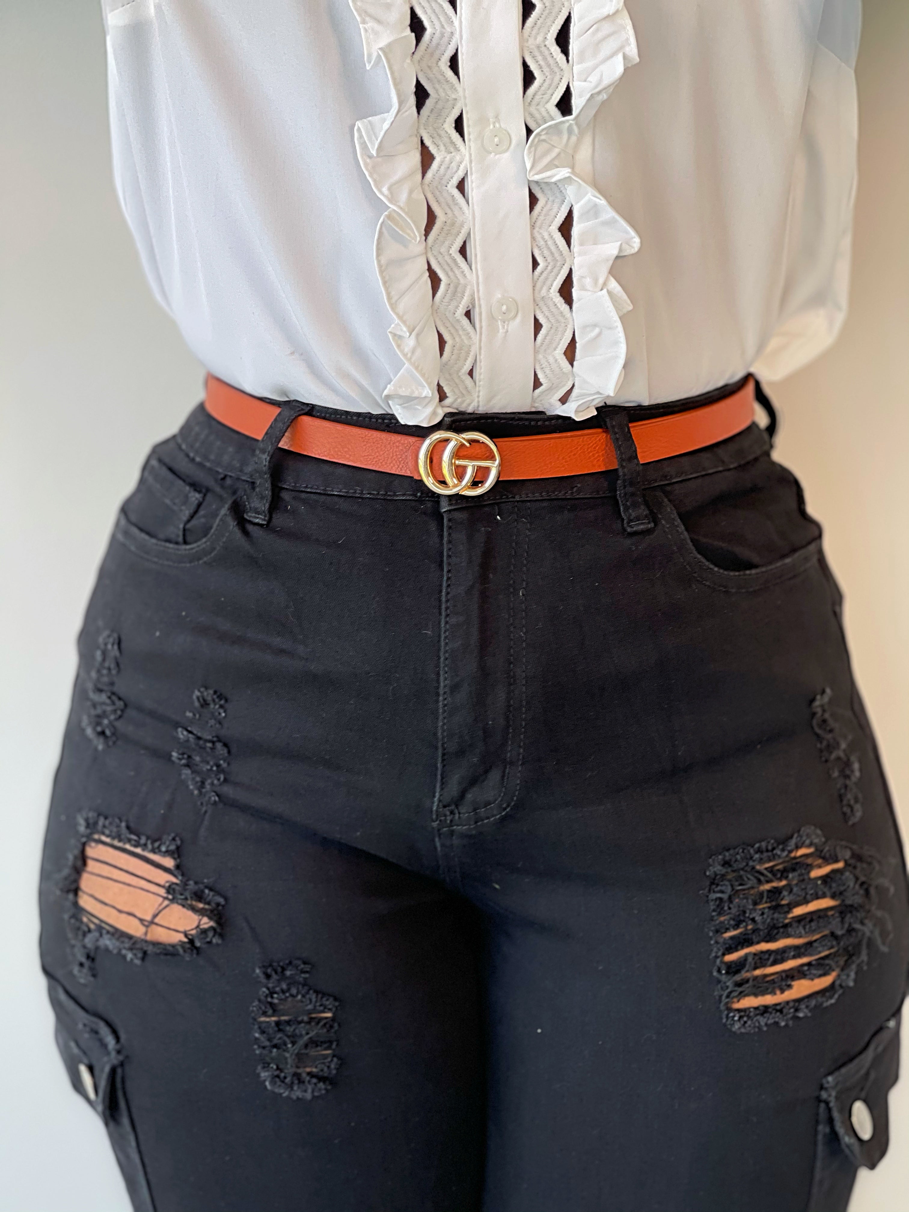 Mini GG Belt-Shiny Finish-Brown - Impoze Style™