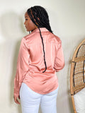 Tania Satin Button Front Shirt-Champagne - Impoze Style™